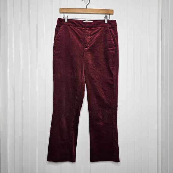 Joie Women's Marcena Corduroy Crop Flare Pants Size 8 Burgundy Slim Leg Career - Picture 8 of 9